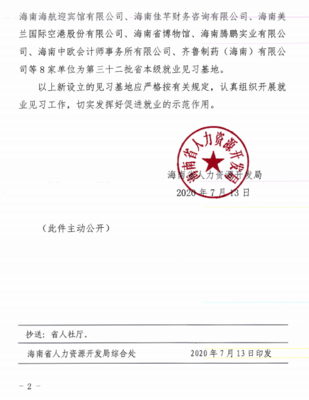 海南省人力资源开发局关于确定海南师大教育服务管理等8家单位为第三十二批省本级就业见习基地的通知